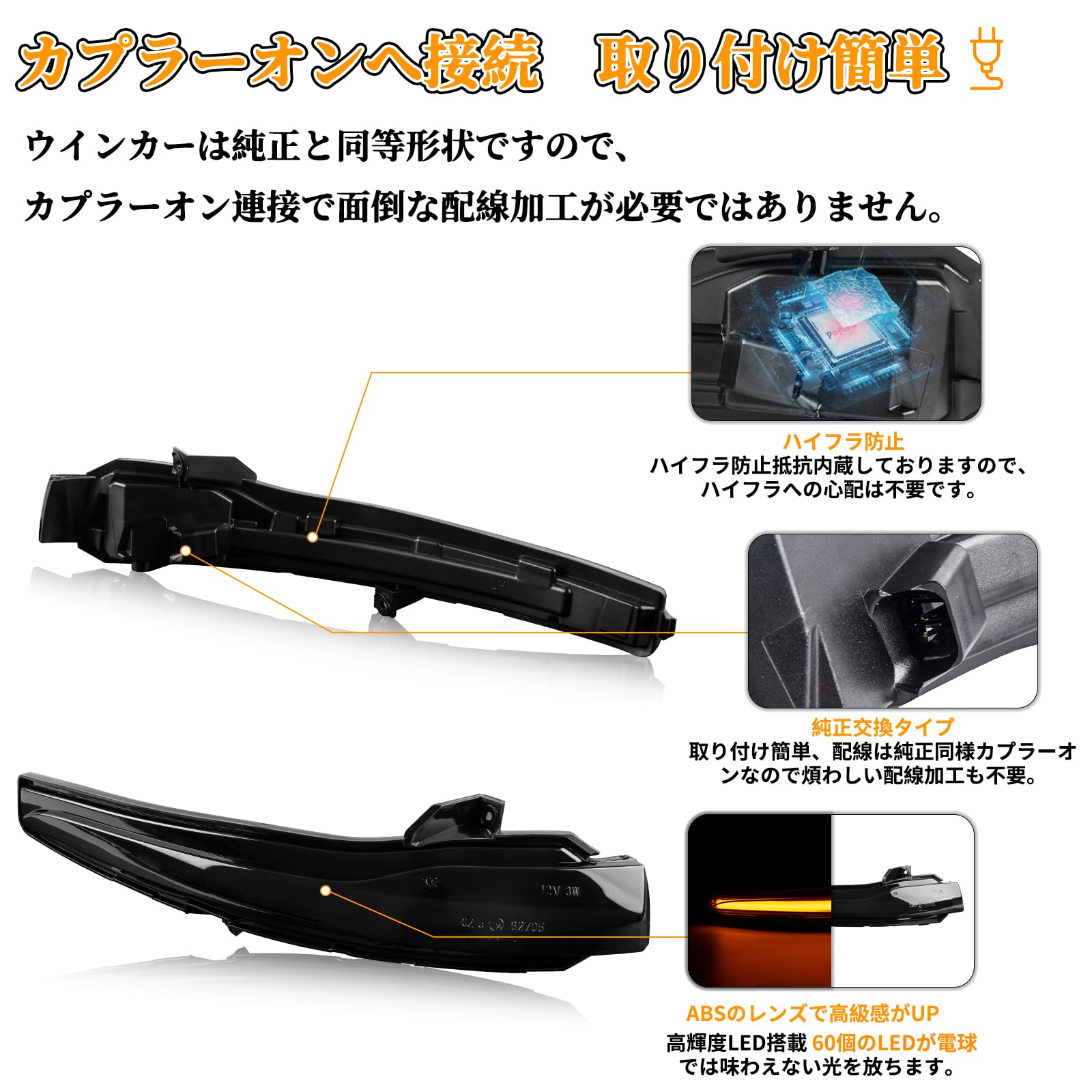 左右 スモーク LED ドアミラーウインカー 左右 メルセデスベンツ W205